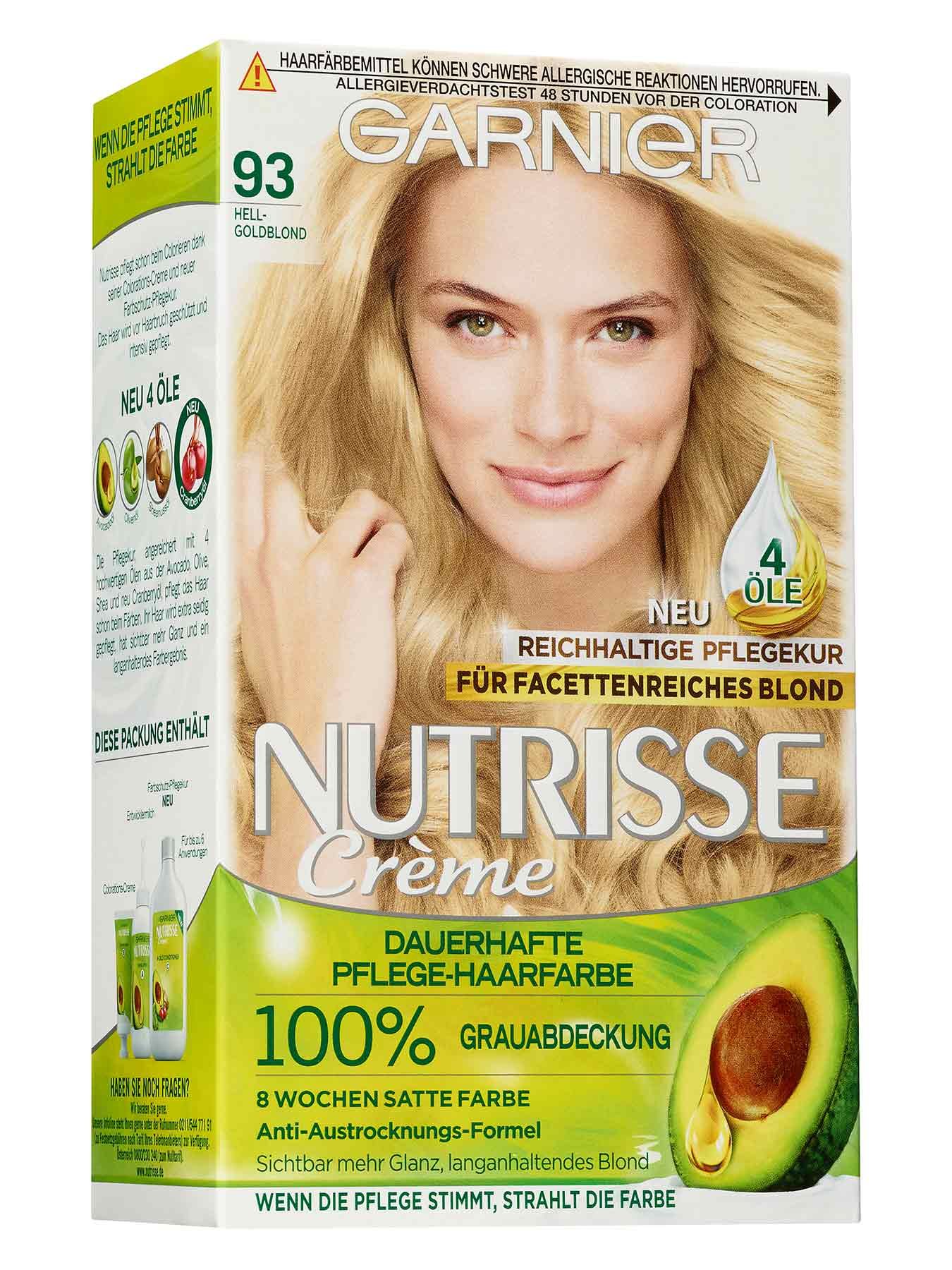 93-Hell-Goldblond-Dauerhafte-Pflege-Haarfarbe-Nutrisse-Creme-1Stk-Vorderseite-Garnier-Deutschland-gr
